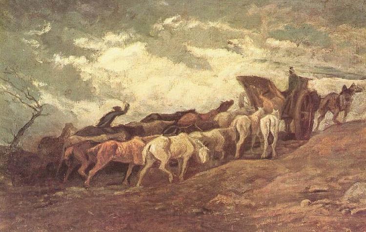 Honore Daumier Pferdezug Norge oil painting art